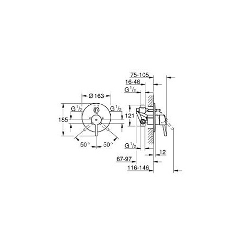 Смеситель для ванны Grohe Concetto New скрытого монтажа двухрежимный хромированный (готовый комплект)