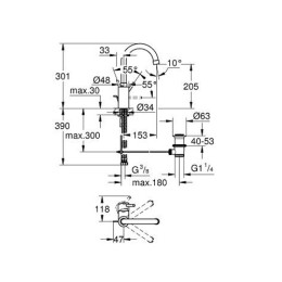 Смеситель для умывальника Grohe Concetto New L-Size хромированный с поворотным изливом