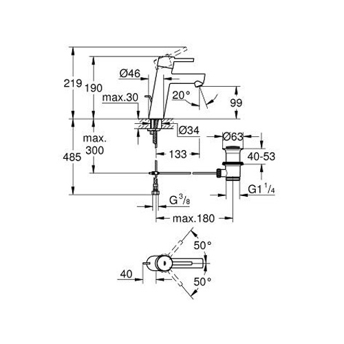 Смеситель для умывальника Grohe Concetto New M-Size хромированный с донным клапаном