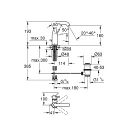 Змішувач для умивальника Grohe Essence New M-Size, хромований, з поворотним виливом