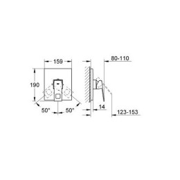 Смеситель для душа Grohe Eurocube скрытого монтажа однорежимный хромированный (наружная часть)