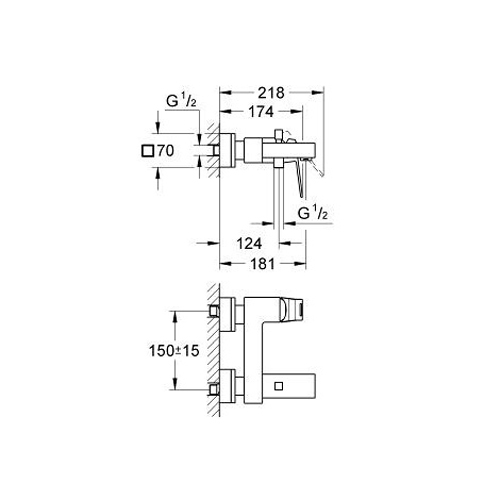 Смеситель для ванны Grohe Eurocube хромированный