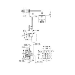 Комплект Grohe Eurocube (23409000) для душа, смеситель скрытого монтажа с тропическим и ручным душем хром