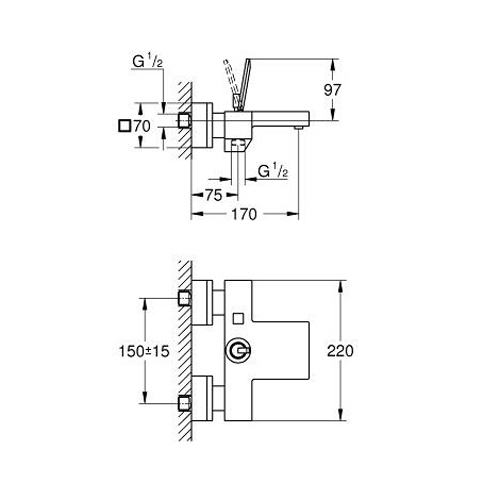 Смеситель для ванны Grohe Eurocube Joy хромированный