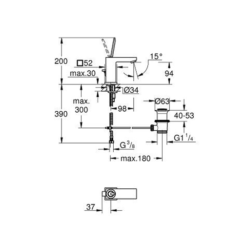 Смеситель для умывальника Grohe Eurocube Joy S-Size хромированный