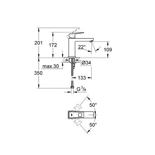 Смеситель для умывальника Grohe Eurocube M-Size хромированный
