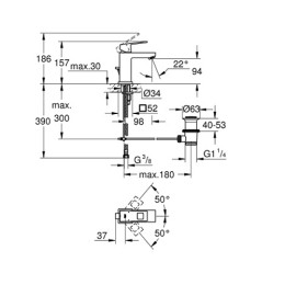 Смеситель для умывальника Grohe Eurocube S-Size хромированный с донным клапаном