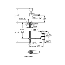Смеситель для умывальника Grohe Eurodisc Joy M-Size белый с донным клапаном