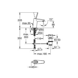 Смеситель для умывальника Grohe Eurodisc Joy S-Size белый с донным клапаном