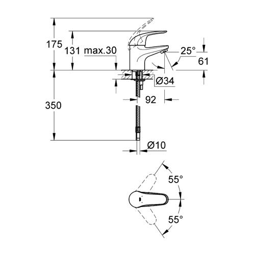 Смеситель для умывальника Grohe Euroeco S-Size хромированный