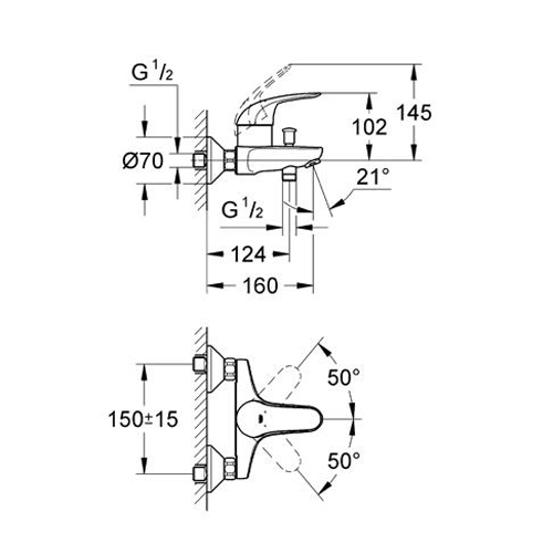 Змішувач для ванни Grohe Euroeco, хромований