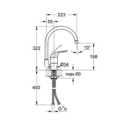 Смеситель для кухни Grohe Euroeco хромированный
