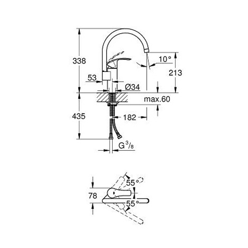 Набір змішувачів Grohe Eurosmart New: змішувач для ванни, змішувач для умивальника, душова стійка з лейкою, шлангом і тримачем, змішувач для кухні