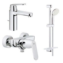 Grohe (126114M) набор смесителей Eurosmart Cosmopolitan: смеситель для душа, смеситель для умывальника, душевая стойка с лейкой, шлангом и держателем