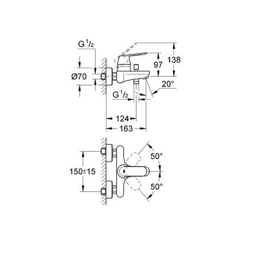 Смеситель для ванны Grohe Eurosmart Cosmopolitan хромированный