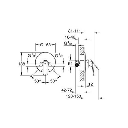 Смеситель для душа Grohe Eurosmart Cosmopolitan скрытого монтажа однорежимный хромированный (готовый комплект)