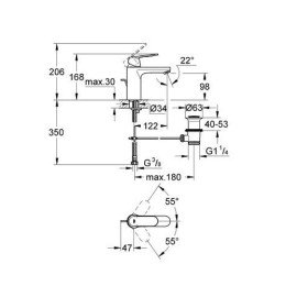 Смеситель для умывальника Grohe Eurosmart Cosmopolitan M-Size хромированный с донным клапаном
