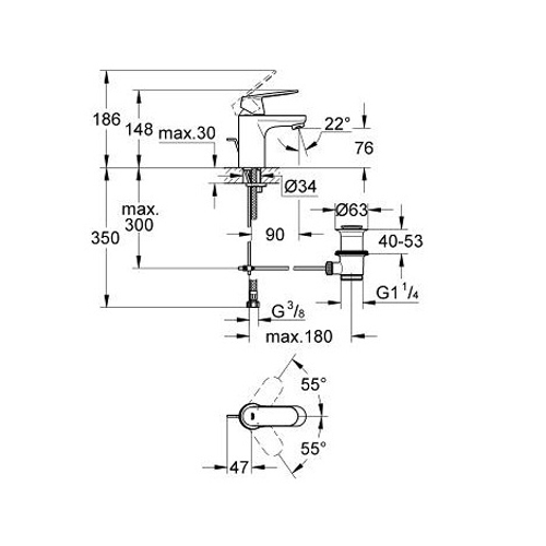 Смеситель для умывальника Grohe Eurosmart Cosmopolitan S-Size хромированный