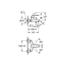 Смеситель для ванны Grohe Eurosmart New хромированный