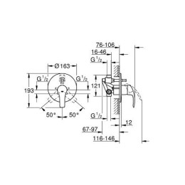 Смеситель для ванны Grohe Eurosmart New скрытого монтажа двухрежимный хромированный (готовый комплект)