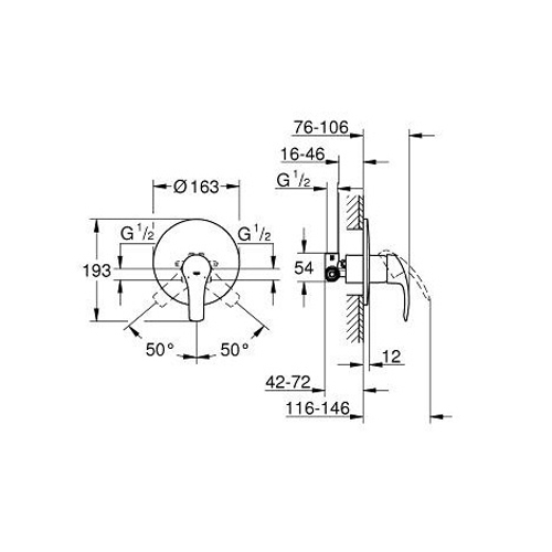 Змішувач для душу Grohe Eurosmart New прихованого монтажу, однорежимний, хромований (готовий комплект)