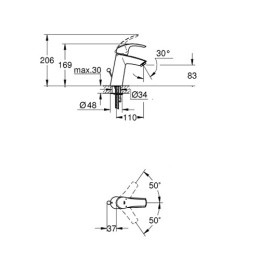Змішувач для умивальника Grohe Eurosmart New M-Size, хромований