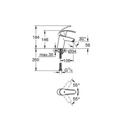 Смеситель для умывальника Grohe Eurosmart New S-Size хромированный