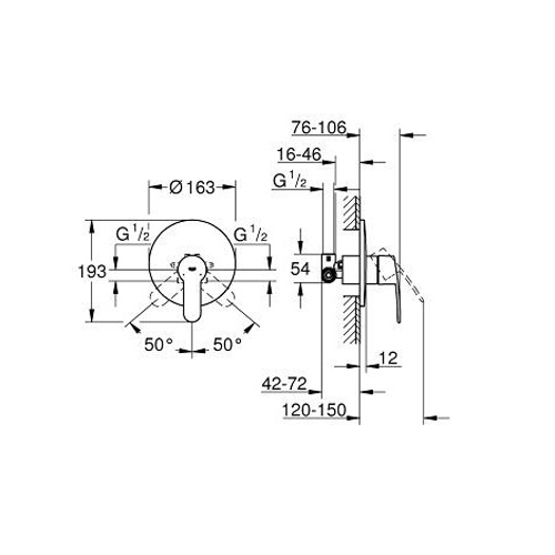 Смеситель для душа Grohe Eurostyle Cosmopolitan скрытого монтажа однорежимный хромированный (готовый комплект)