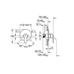 Смеситель для душа Grohe Eurostyle Cosmopolitan скрытого монтажа однорежимный хромированный (готовый комплект)