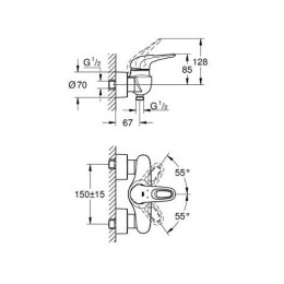 Смеситель для душа Grohe Eurostyle New хромированный