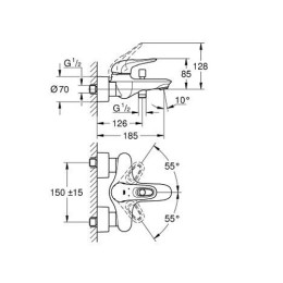 Смеситель для ванны Grohe Eurostyle New хромированный