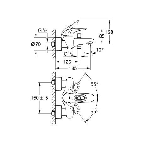 Змішувач для ванни Grohe Eurostyle New, білий