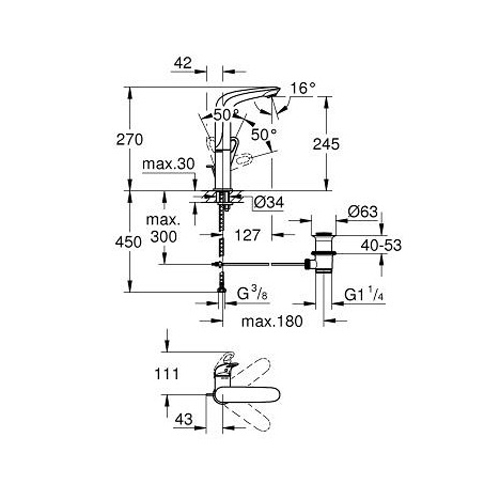 Смеситель для умывальника Grohe Eurostyle New L-Size хромированный с поворотным изливом