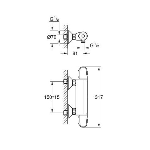 Смеситель для душа Grohe Grohtherm 1000 New с термостатом хромированный