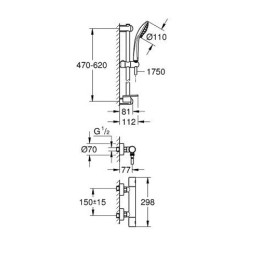 Смеситель для душа Grohe Grohtherm 1000 Cosmopolitan M с термостатом с душевым гарнитуром Euphoria 110
