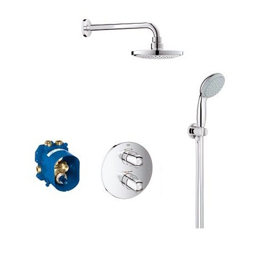 Комплект Grohe Grohtherm 1000 New (34614000) для душа, термостат скрытого монтажа с тропическим и ручным душем хром