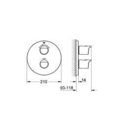 Смеситель для ванны Grohe Grohtherm 2000 с термостатом (наружная часть) хромированный