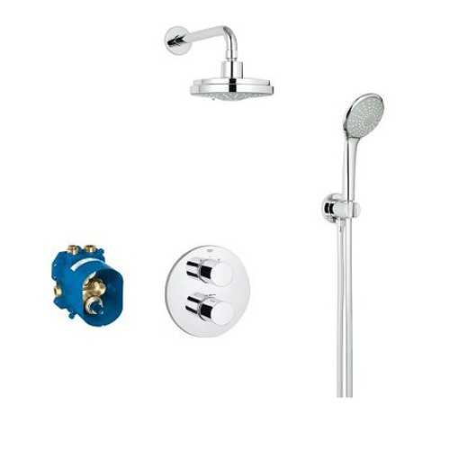 Комплект Grohe Grohtherm 3000 Cosmopolitan (34399000) для душа, термостат скрытого монтажа с тропическим и ручным душем хром