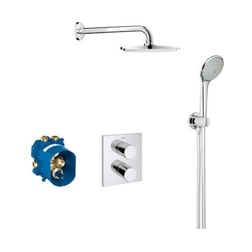 Комплект Grohe Grohtherm 3000 Cosmopolitan (34408000) для душа, термостат скрытого монтажа с тропическим и ручным душем хром