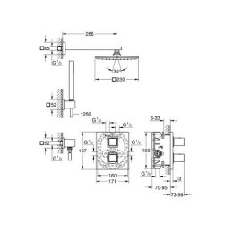 Комплект Grohe Grohtherm Cube (34506000) для душа, термостат скрытого монтажа с тропическим и ручным душем хром