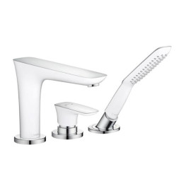 Смеситель для ванны Hansgrohe PuraVida врезной на 3 отверстия (внешняя часть) белый хром 