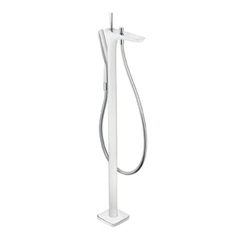 Смеситель для ванны напольный Hansgrohe PuraVida с ручным душем белый хром