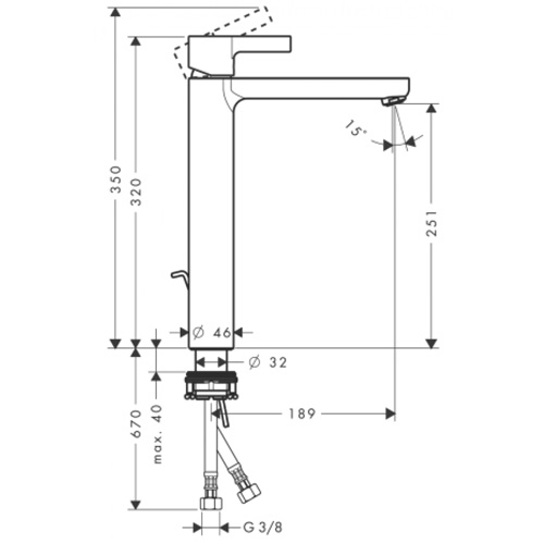 Смеситель для раковины Hansgrohe Metris S Highriser хром