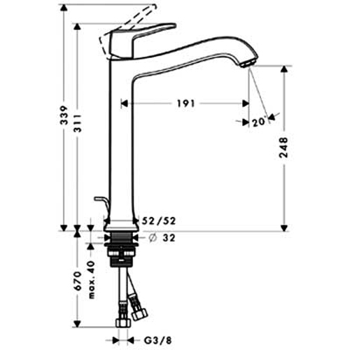 Смеситель для раковины Hansgrohe Metris Classic Highriser хром