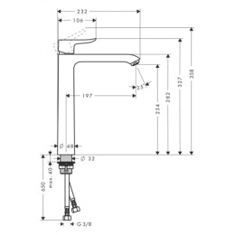 Смеситель для раковины в форме таза Hansgrohe Metris 260 хром
