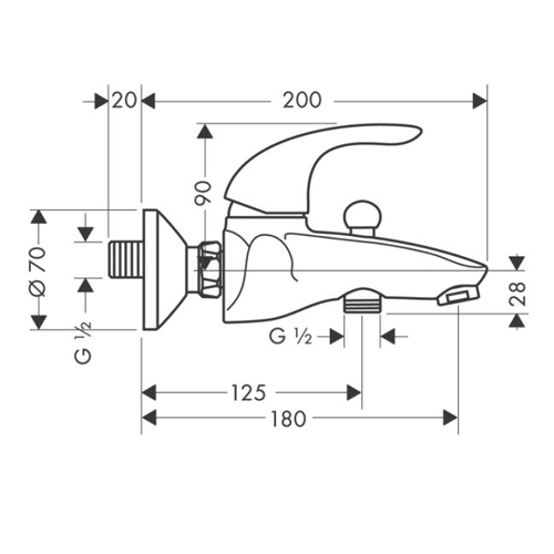Смеситель для ванны Hansgrohe Focus Е 31740000 хромированный