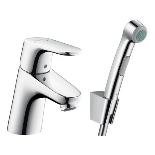 Набор для биде Hansgrohe Focus смеситель хром с цепочкой, гигиенический душ с держателем 
