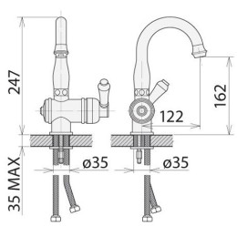 Смеситель Welle HC56A57HO кухонный бронзовый