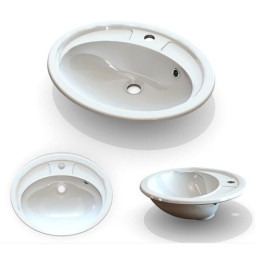 Умивальник Fancy Marble Bianca Bowl 540 зі штучного каменю, 54 см, врізний у стільницю