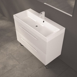 Умывальник Fancy Marble Signe 1000 из искусственного камня 100 см мебельный, подвесной или врезной в столешницу